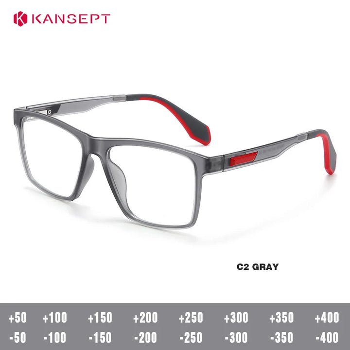 Kansept Unisex Full Rim Square Tr 90 Titanium Reading Glasses 56809