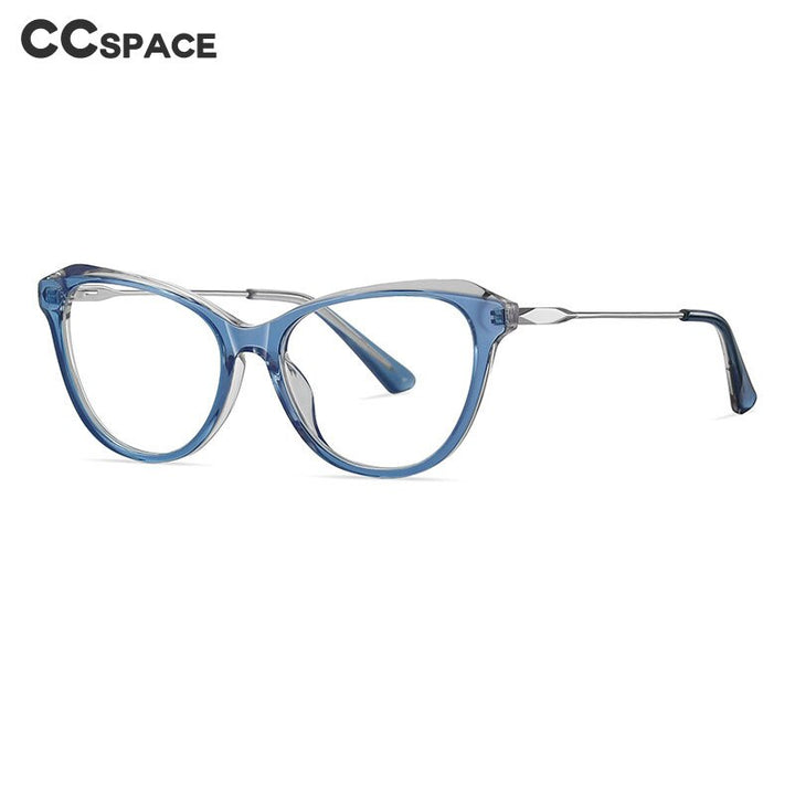 CCSpace Women's Full Rim Square Cat Eye Spring Hinge Acetate Alloy Eyeglasses 56243 Full Rim CCspace   