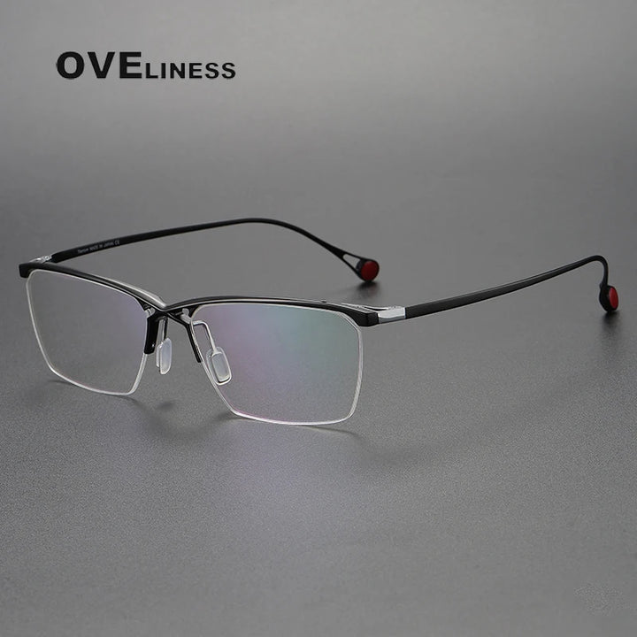 Oveliness Unisex Semi Rim Square Titanium Eyeglasses 9222 Semi Rim Oveliness black silver  