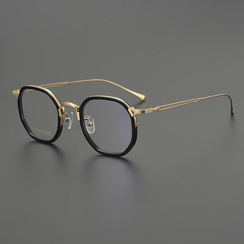 Nobler Unisex Full Rim Polygon Square Acetate Titanium Eyeglasses 98006