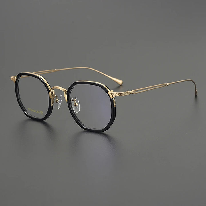 Nobler Unisex Full Rim Polygon Square Acetate Titanium Eyeglasses 98006