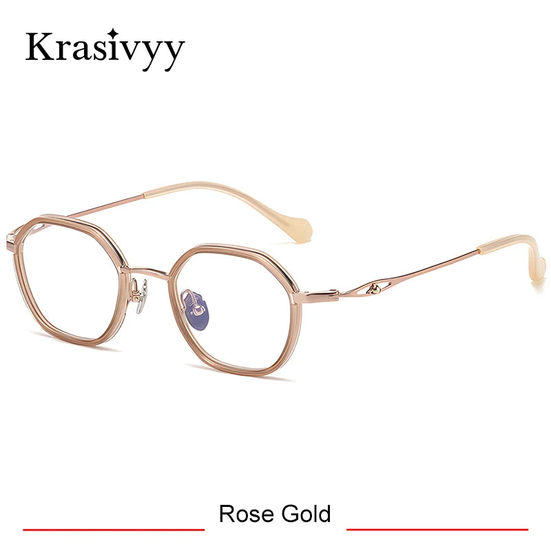 Krasivyy Women's Full Rim Polygon Titanium Acetate Eyeglasses 316893