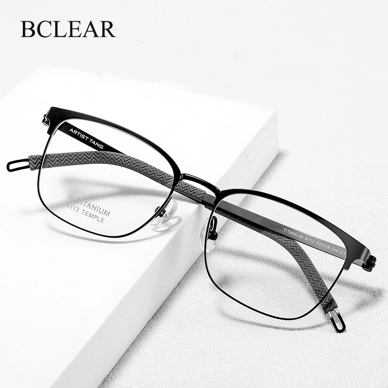 Bclear Unisex Full Rim Square Titanium Eyeglasses A113 Full Rim Bclear   