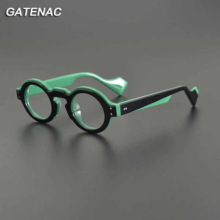Gatenac Unisex Full Rim Round Acetate Eyeglasses Gxyj1161 Full Rim Gatenac   