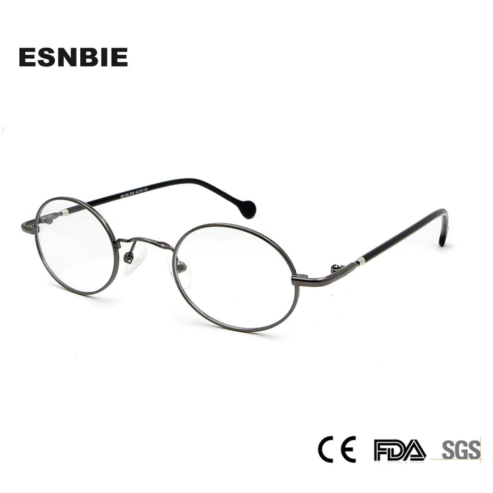 Esnbie Unisex Full Rim Small Oval Alloy Acetate Eyeglasses 18108 Full Rim Esnbie   