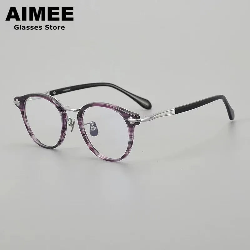 Aimee Unisex Full Rim Oval Round Titanium Acetate Eyeglasses 462148