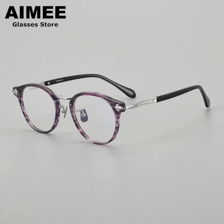 Aimee Unisex Full Rim Oval Round Titanium Acetate Eyeglasses 462148