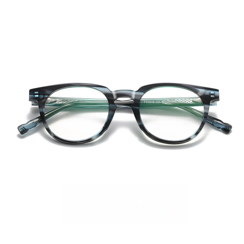 Yimaruili Women's Full Rim Round Acetate Alloy Eyeglasses 622245