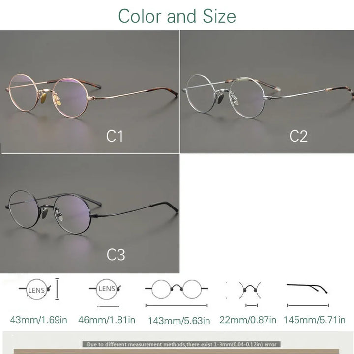Yujo Unisex Full Rim Oval Round Titanium Eyeglasses 563143