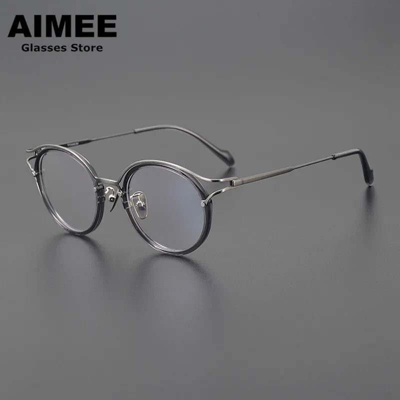 Aimee Women's Full Rim Round Acetate Titanium Eyeglasses 690036