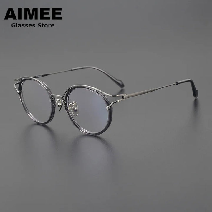 Aimee Women's Full Rim Round Acetate Titanium Eyeglasses 690036