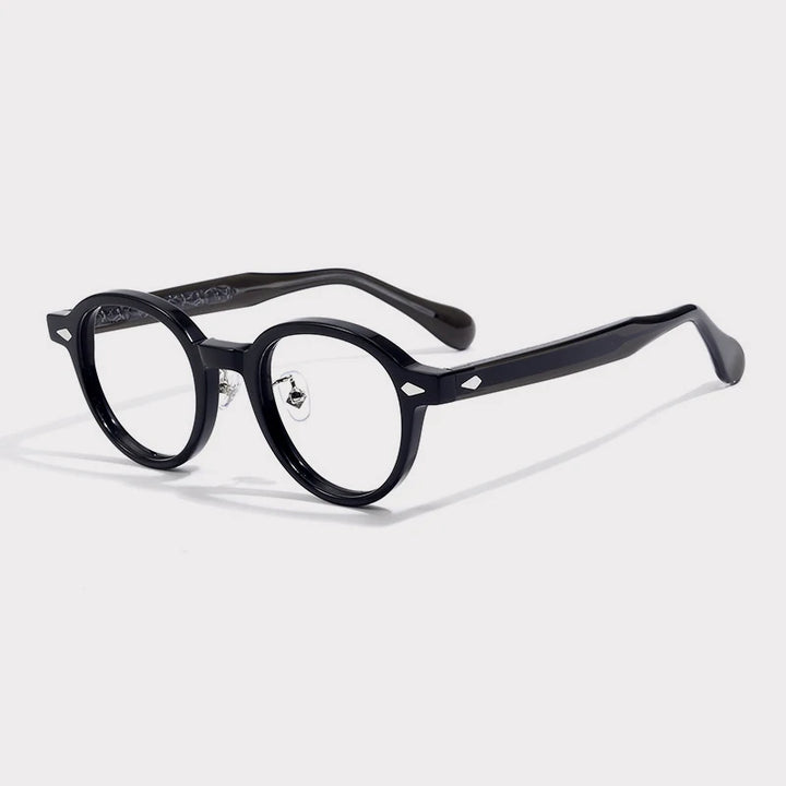 Gatenac Unisex Full Rim Oval Acetate Eyeglasses G1521 Full Rim Gatenac Black  