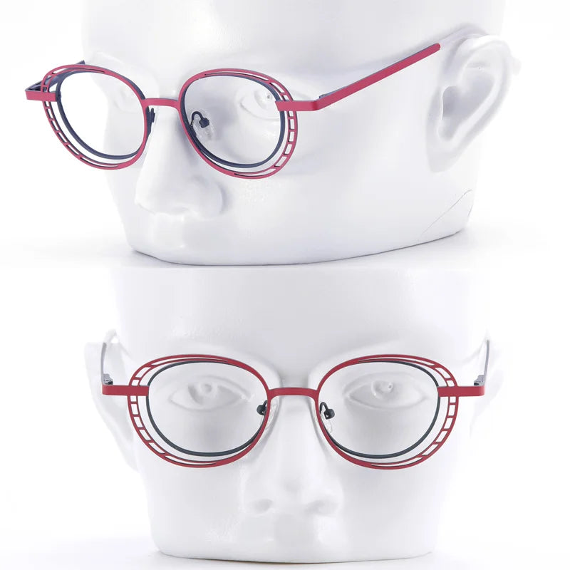 Muzz Women's Full Rim Round Oval Alloy Eyeglasses 5529 Full Rim Muzz   