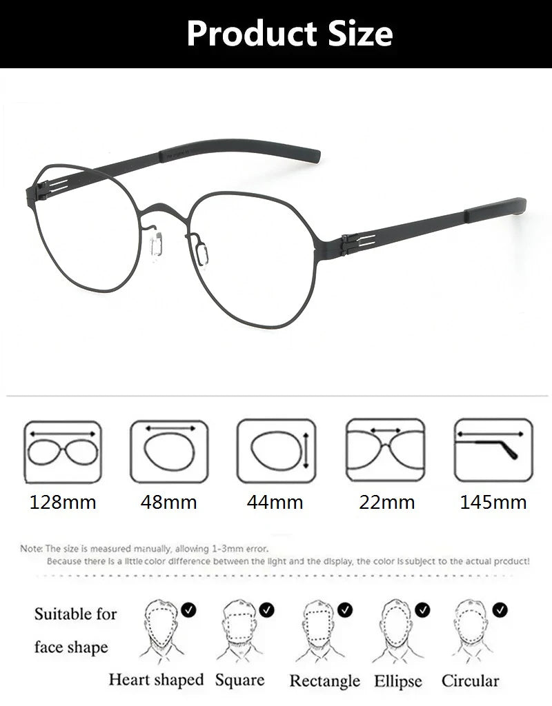 Aimee Women's Full Rim Flat Top Oval Screwless Steel Eyeglasses 44128