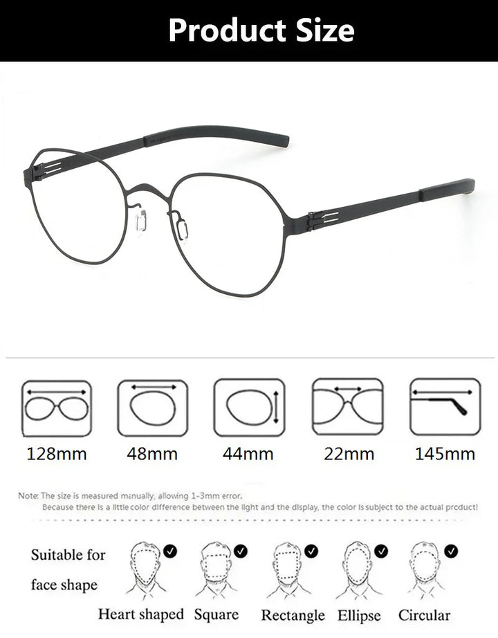 Aimee Women's Full Rim Flat Top Oval Screwless Steel Eyeglasses 44128