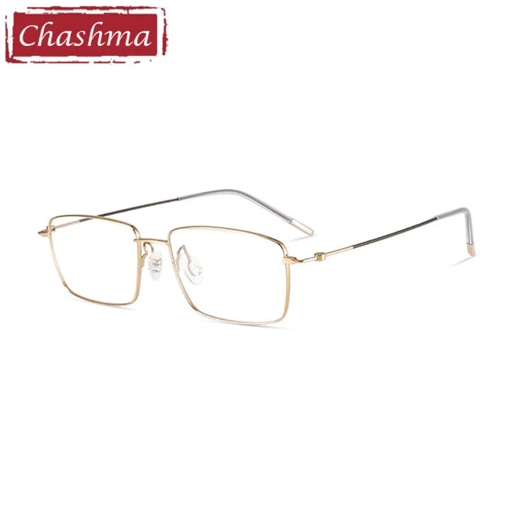 Chashma Ottica Men's Full Rim Small Square Titanium Eyeglasses 7246 Full Rim Chashma Ottica Light Gold  