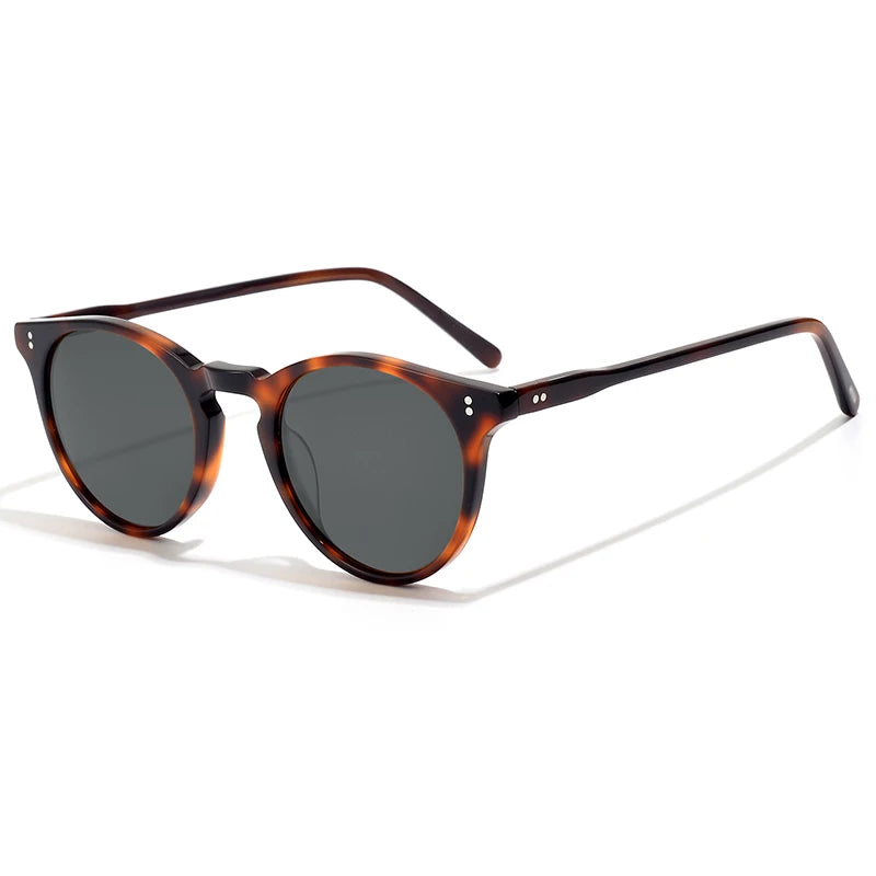 Black Mask Full Rim Round Acetate Polarized Sunglasses 605183