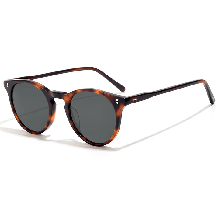 Black Mask Full Rim Round Acetate Polarized Sunglasses 605183