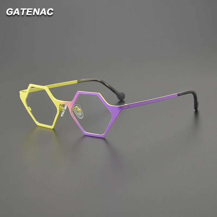 Gatenac Women's Full Rim Polygon Acetate Titanium Eyeglasses G85881