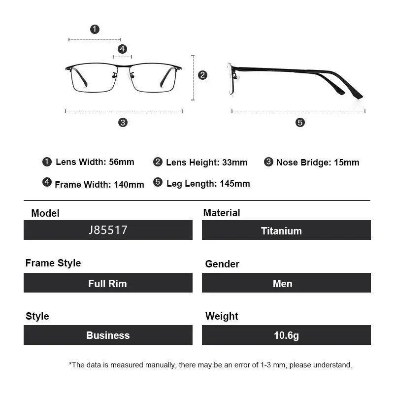 Gmei 855170 Unisex Full Or Semi Rim Square Titanium Alloy Frames FuzWeb