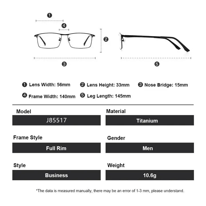 Gmei 855170 Unisex Full Or Semi Rim Square Titanium Alloy Frames FuzWeb
