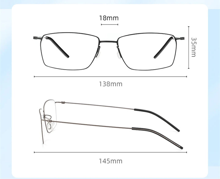 Black Mask Unisex Semi Rim Rectangle Titanium Eyeglasses Clip On Sunglasses K15 Sunglasses Black Mask   