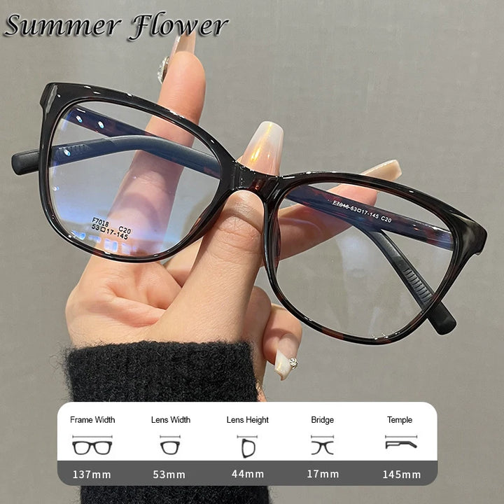 Summer Flower Women's Full Rim Square Cat Eye Tr 90 Titanium Eyeglasses 87018