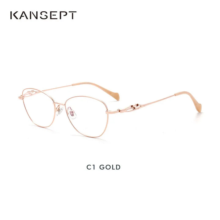 Kansept Women's Full Rim Round Square Alloy Eyeglasses 50028 Full Rim Kansept 50028C1 CHINA 