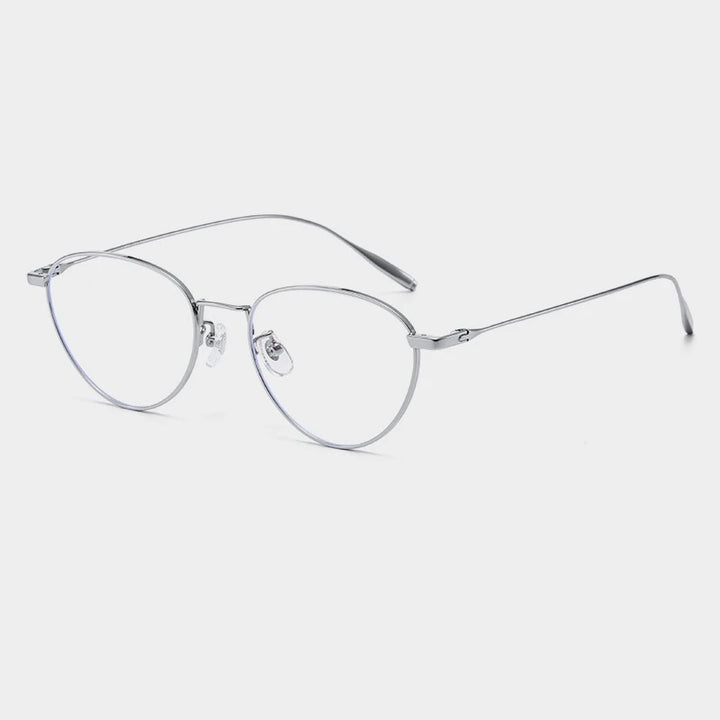 Yimaruili Unisex Full Rim Flat Top Oval Titanium Eyeglasses 630885