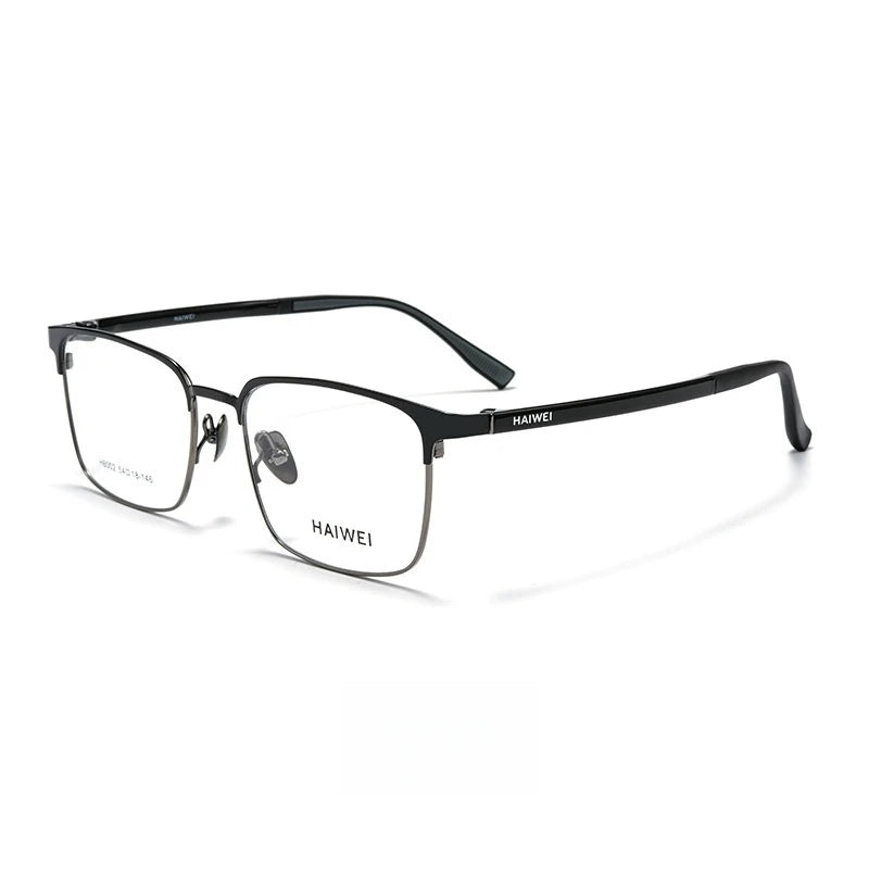 Yimaruili Men's Full Rim Square Ultem Alloy Eyeglasses 460026 Full Rim Yimaruili Eyeglasses Black Gun