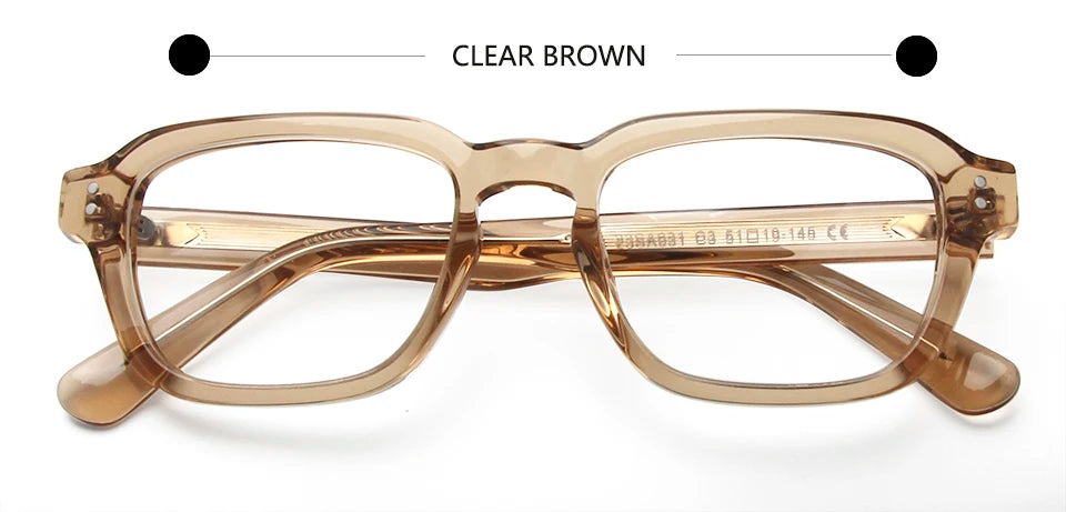 Esnbie Unisex Full Rim Square Rectangle Acetate Eyeglasses 23031 Full Rim Esnbie light brown  