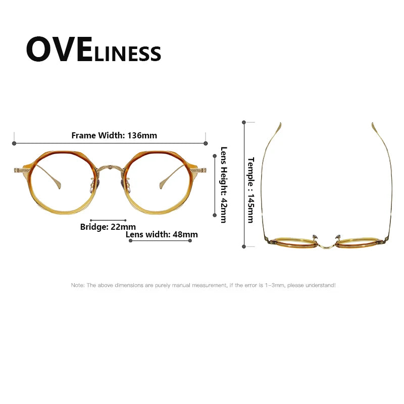 Oveliness Women's Full Rim Round Titanium Acetate Eyeglasses 922403
