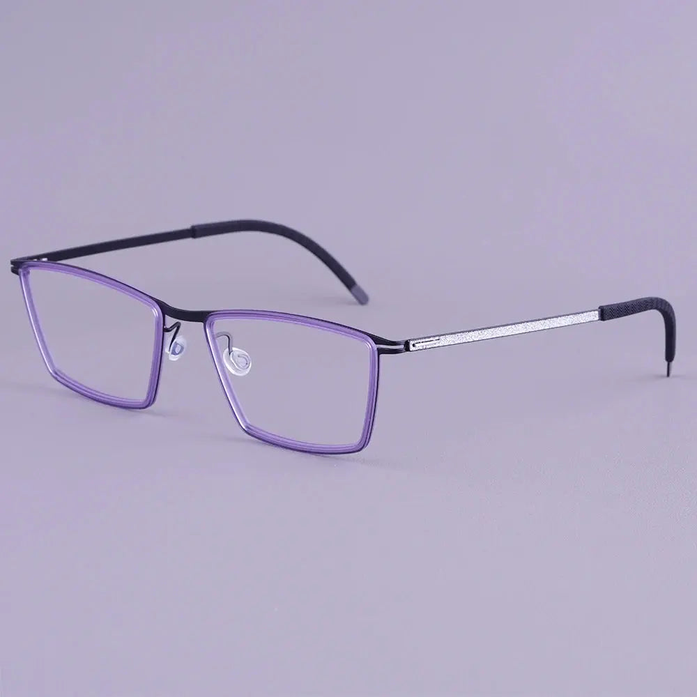 Bobbie 460391 Unisex Acetate Screwless Full Rim Square Titanium Frames FuzWeb