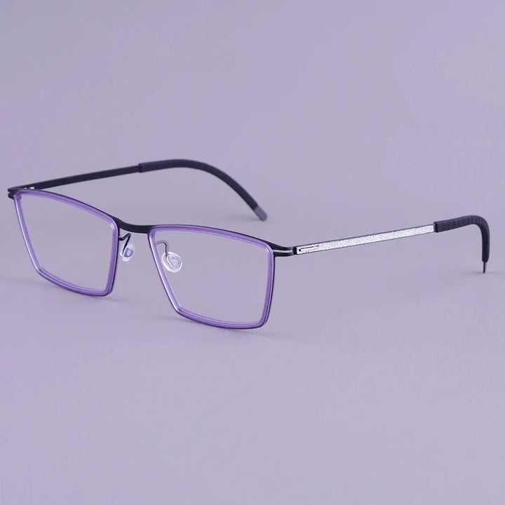 Bobbie 460391 Unisex Acetate Screwless Full Rim Square Titanium Frames FuzWeb