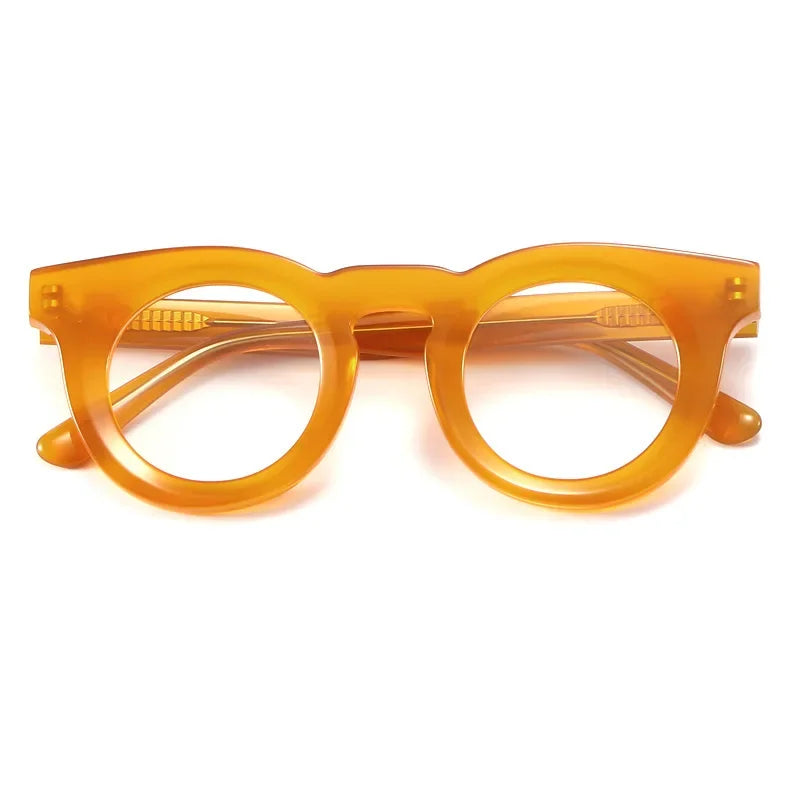 Cubojue Unisex Full Rim Round Plastic Reading Glasses 193 Reading Glasses Cubojue orange 0 