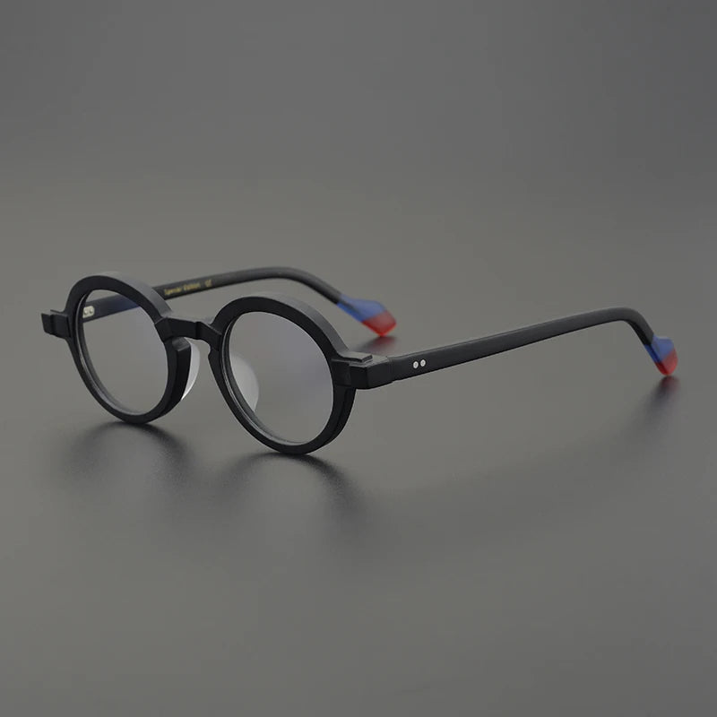 Hewei Unisex Full Rim Round Acetate Eyeglasses 0017 Full Rim Hewei black  