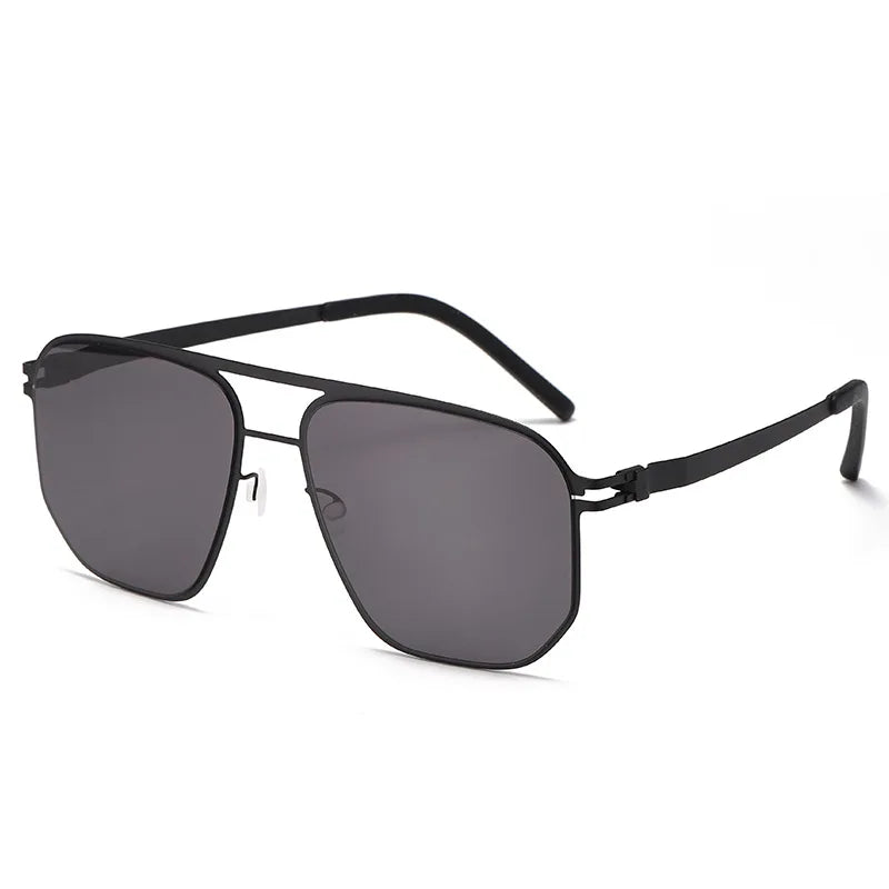 Black Mask Men's Full Rim Square Double Bridge Steel Sunglasses 396148