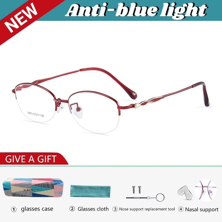 Vicky Women's Semi Rim Oval Square Alloy Reading Glasses 34579