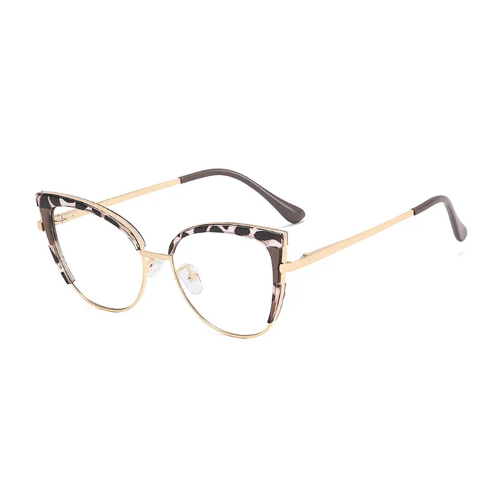 Ralferty Women's Full Rim Square Cat Eye Tr 90 Alloy Eyeglasses R7697 Full Rim Ralferty C3 Clear Leopard CHINA 