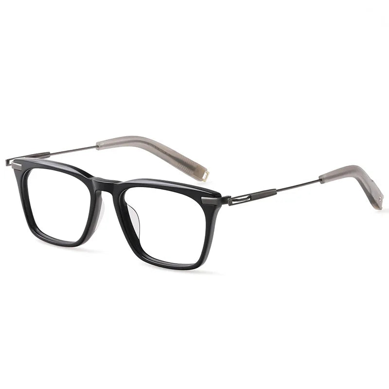 Hdcrafter Men's Full Rim Big Square Acetate Titanium Eyeglasses 403779