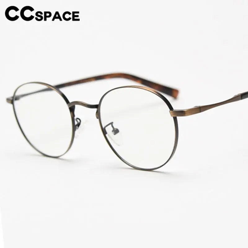 CCspace Unisex Full Rim Round Alloy Eyeglasses 56836 Full Rim CCspace   