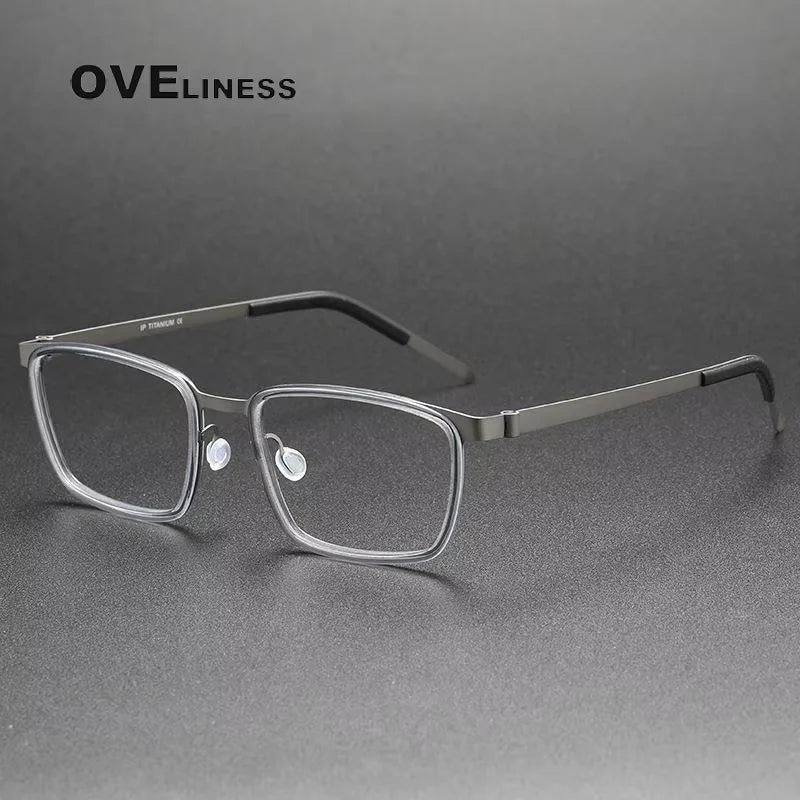 Oveliness Unisex Full Rim Square Titanium Eyeglasses 9711 Full Rim Oveliness grey gun  