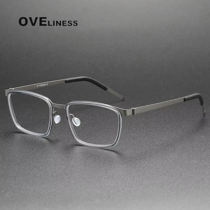 Oveliness Unisex Full Rim Square Titanium Eyeglasses 9711 Full Rim Oveliness grey gun  