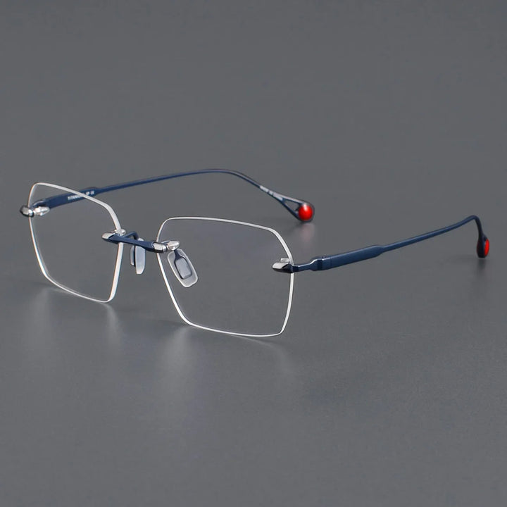 Muzz Unisex Rimless Polygon Square Titanium Eyeglasses 912307