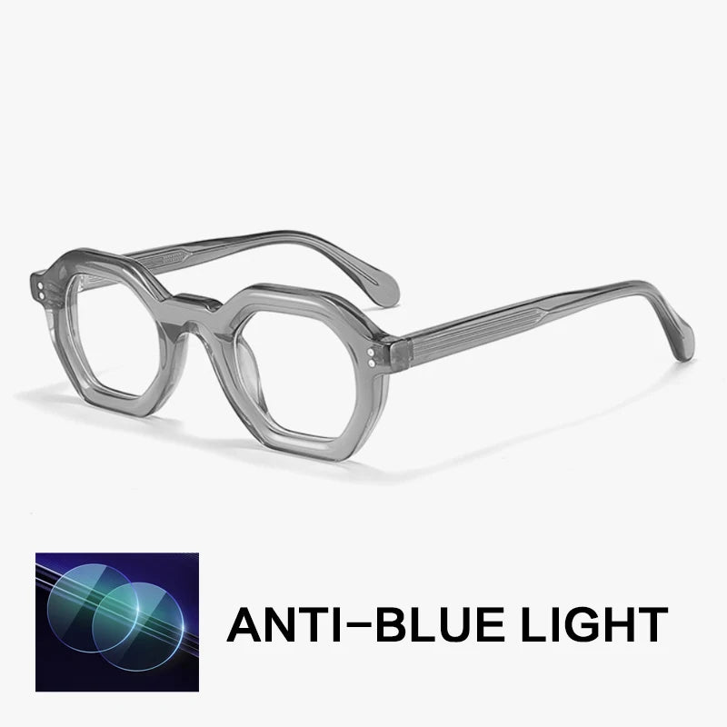 Gatenac Unisex Full Rim Flat Top Oval Acetate Reading Glasses 29002
