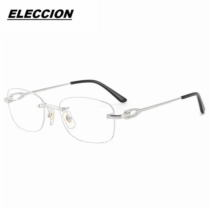 Eleccion Unisex Rimless Oval Square Titanium Eyeglasses 4290