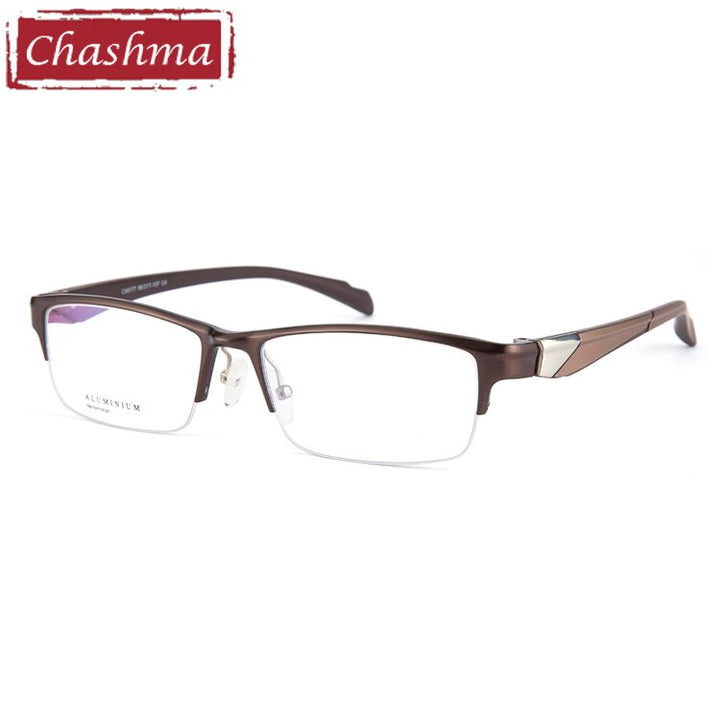 Chashma Men's Semi Rim Wide Square Alloy Eyeglasses 6177 Semi Rim Chashma Brown  