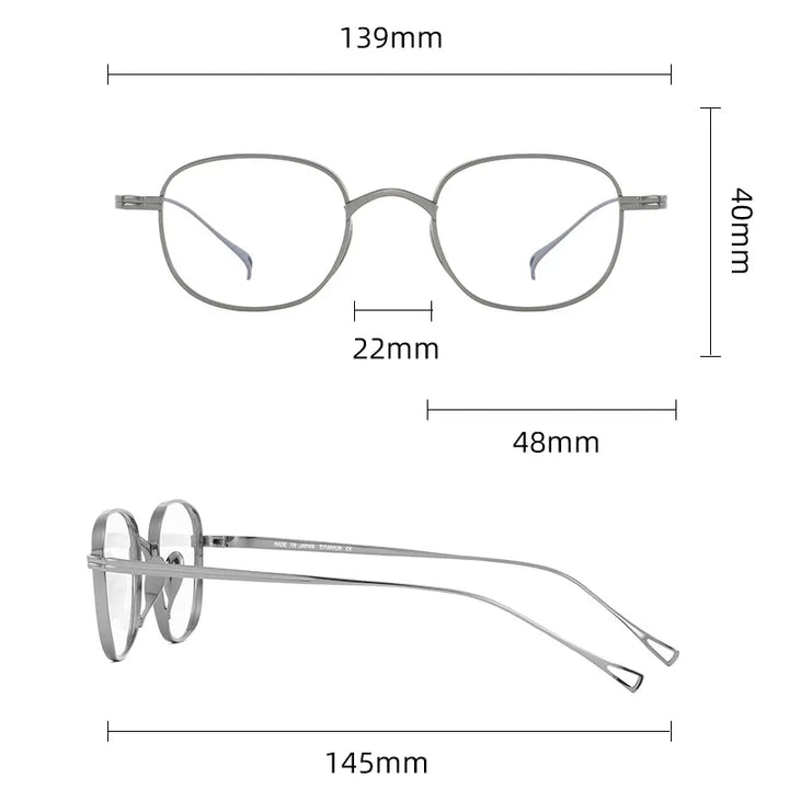 Black Mask Unisex Full Rim Round Square Titanium Eyeglasses 844144