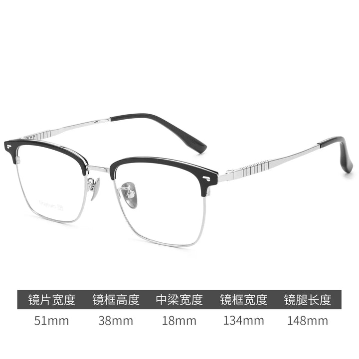 Bclear Unisex Semi Rim Browline Titanium Eyeglasses BSF-18206T