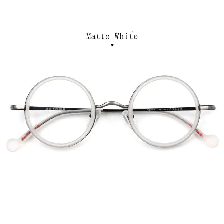 Hdcrafter Unisex Full Rim Round Titanium Eyeglasses Ft2381 Full Rim Hdcrafter Eyeglasses Matte-White  